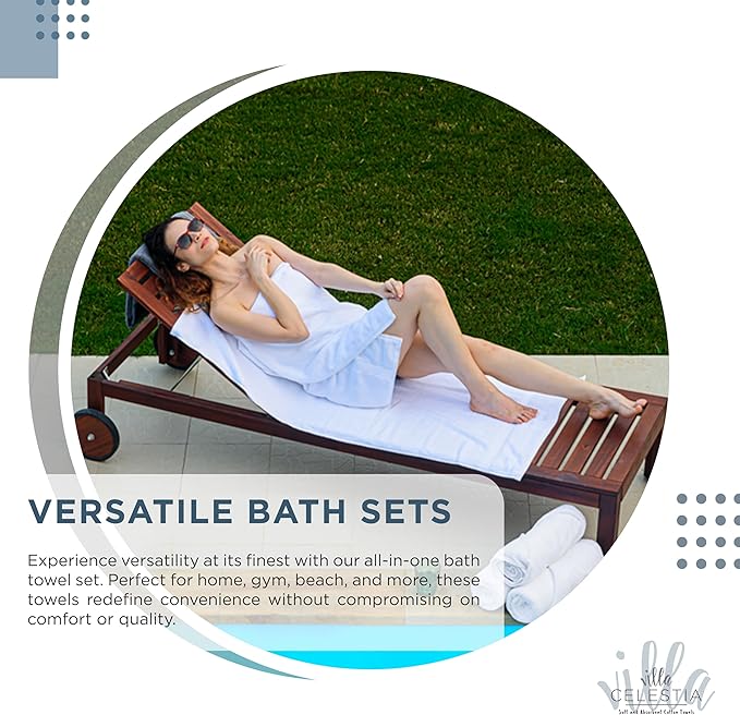 100% Cotton Bath Towel Set of 12-4 Bath Towels, 4 Hand Towels, 4 Wash Cloths, Sustainable, Soft, Highly Absorbent, Combed Cotton 12 Piece Set for Hotels, Spa, Bathroom, Dorm, Blue