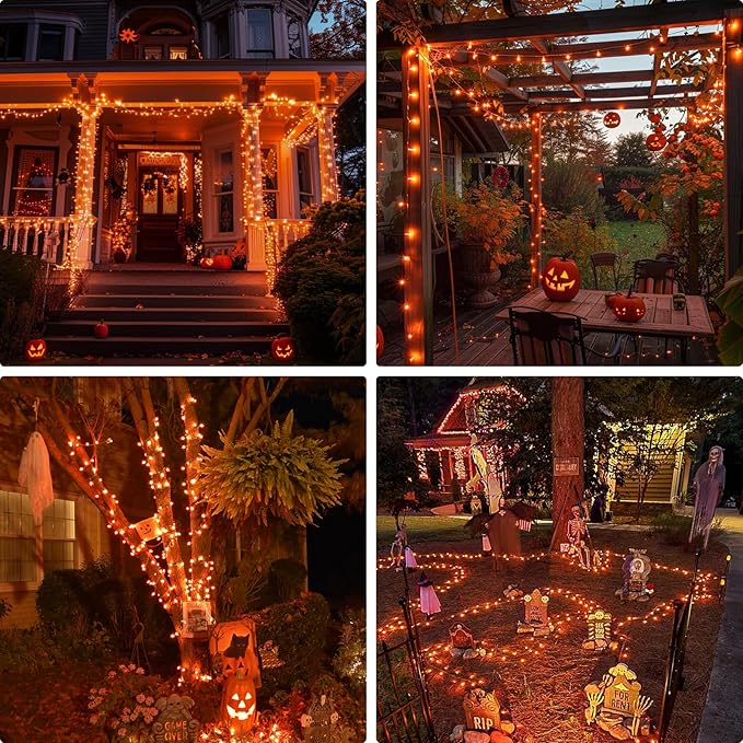 JMEXSUSS 400 LED Orange Lights for Halloween Decor, 132ft Orange String Lights Plug in with Remote, Halloween Light for Fall Room Garden Patio Party Haunted House Indoor Outdoor Decorations