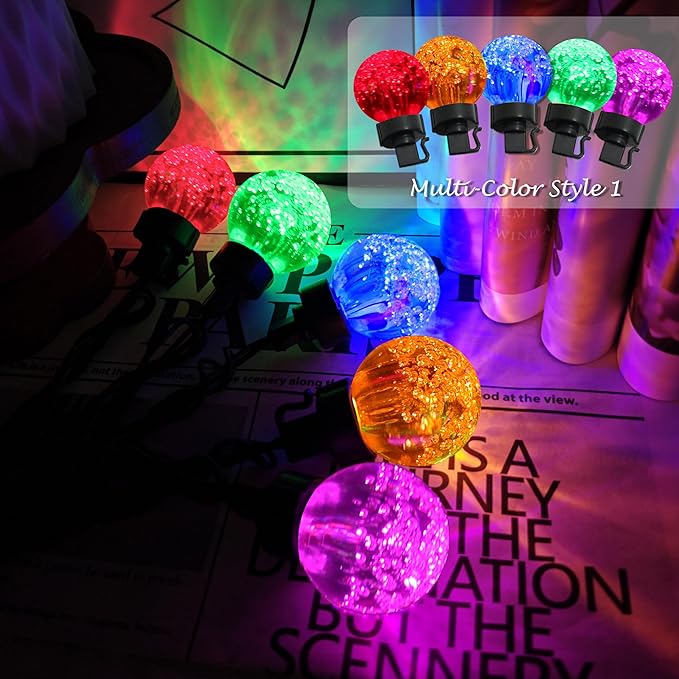 AWQ 20 LED 41FT Globe Ball String Lights, G40 Crystal Bubble Ball Fairy String Lights Plug in with 11 Modes, Timer & Memory Function Extendable for Indoor Outdoor Christmas Home Decor (20)