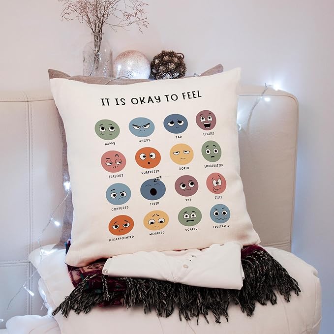 Nogrit Counseling Office Must Haves Throw Pillow Cover, Calming Corner, Mental Health Pillowcase Decor for Home Kids,Mental Health Counselor Gifts, Calming Corner Pillow Covers 20x20 White