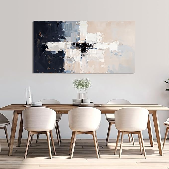 Abstract Wall Art Decor Modern Wall Art Pictures for Living Room Black and White Wall Art Decor Abstract Canvas Art Wall Decor Large White Wall Art Prints Artwork for Walls Home Office Decor 24" X 48"