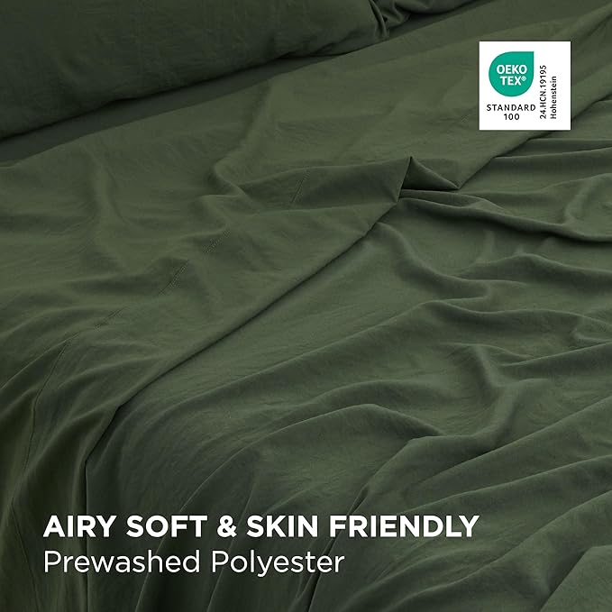 Bedsure Deep Pocket King Sheet Set - 6 Piece, Prewashed Ultra-Soft King Size Sheets Set, Fits Mattresses Up to 18 Inches Thick, Breathable & Secure Fit, Hotel Luxury Bedding, Olive Green