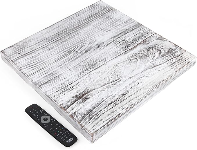 Extra Large Square Ottoman Table Tray 20" - Rustic Wooden Serving Tray for Farmhouse Decorative Oversized Coffee Table Trays Living Room Kitchen Counter Breakfast White