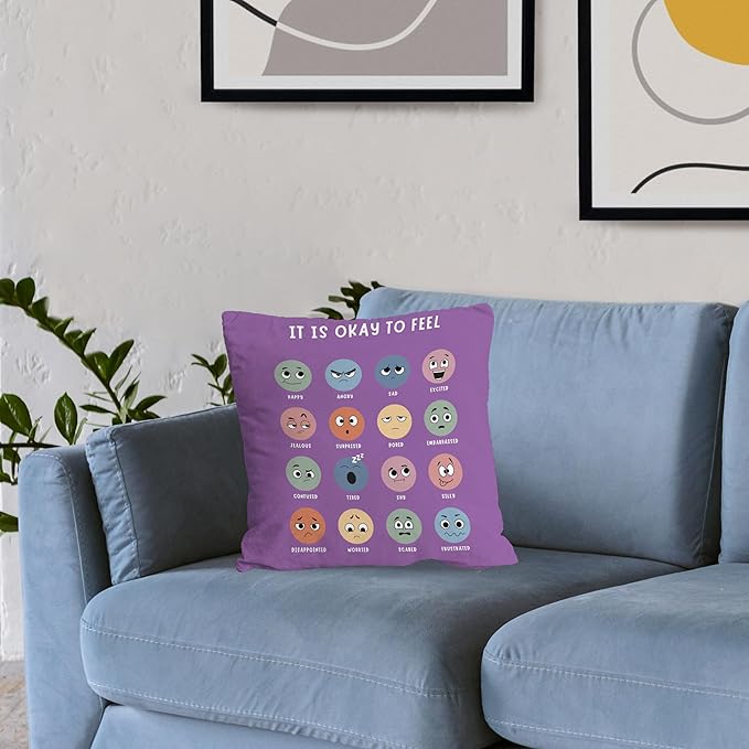 Nogrit Calming Corner Counseling Office Must Haves Throw Pillow Cover, Mental Health Pillowcase Decor for Home Kids,Mental Health Counselor Gifts, Calming Corner Pillow Covers 18x18 Purple