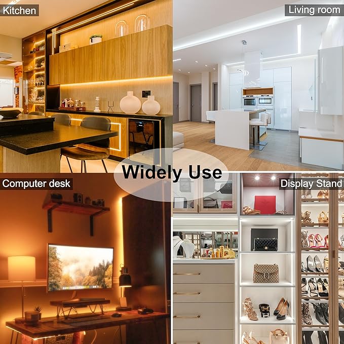 CCT COB LED Strip Lights, 6.56ft Dimmable 2700K-6500K 24V Tunable White LED Light Strip Kit, High Density CRI 90+ LED Strips with Remote Controller and Power Supply, for Bedroom Kitchen Home Lighting