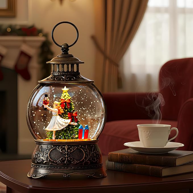 9.8" Christmas Snow Globe Water Lantern with Clara & Nutcracker Suite Scene Battery Operated or USB Powered Musical Lighted Holiday Decoration for Tabletop Display for Family and Friends