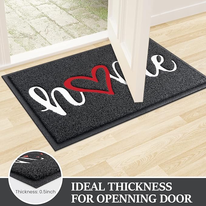 StepLively Door Mat Home Welcome Mats Outdoor and Indoor, Heavy-Duty Low-Profile Non-Slip Front Welcome Mat for Home Entrance, Outside Entry, Yard, Floor, Patio (30''x17.5'', Black)