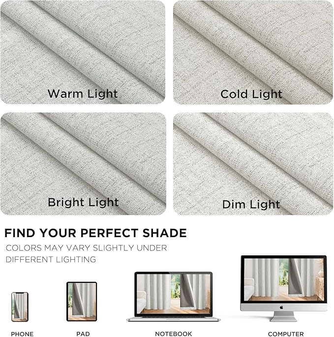 Joydeco Blackout Curtains for Bedroom - 100% Light Blocking 2 Panels Set White Drapes 100" W x 90" L, Thermal Insulated Room Darkening Curtains, Linen Textured for Living Room, Rod Pocket & Back Tabs