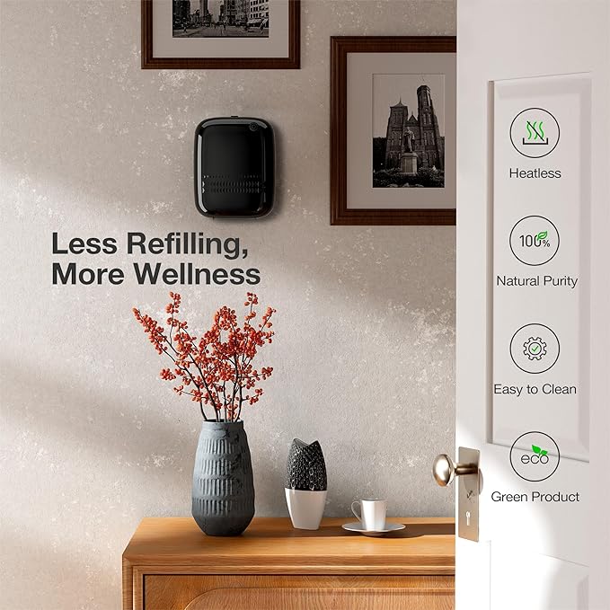 Airversa Waterless Essential Oil Diffuser (400 mL Capacity) Starter Kit 200mL Fragrance Scent Oils, Up to 2000 sq ft Aromatherapy Smart Scent Air Machine for Home, Large Room, Office, ANW Kit Black