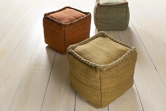 Mark&Day Pouf Ottoman, Grobgottfritz Natural Fiber Brick Cube Pouf Foot Rest for Living Room, Bedroom and Boho Home Decor (18"x18"x18")