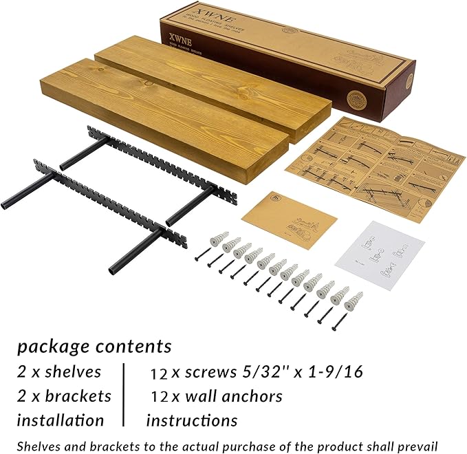 Wood Floating Shelves,16 inch Rustic Wood Wall Shelves for Bathroom Living Room Bedroom Kitchen Farmhouse Laundry Room Set of 2,Handmade-Thickened Wall Shelf,Oak Color