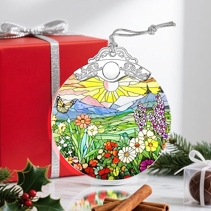 Stained Glass Ornament, Christmas Ornament, Hanging Ornaments for Home Decor & Christmas Tree Ornaments – Exquisite Holiday Decor, Xmas Gifts & Holiday Present - Wildflowers