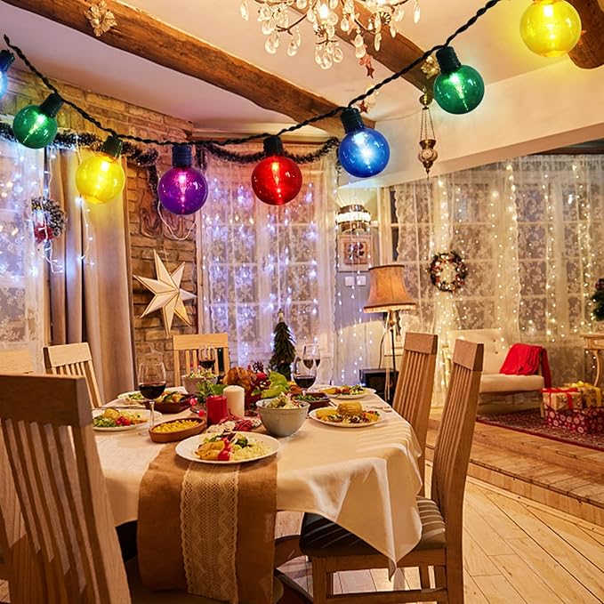 Vigdur Outdoor String Lights 21FT Patio Lights with 35 Shatterproof G40 Plastic Bulbs, Outside Hanging Light Waterproof for Porch Deck Garden Backyard Party