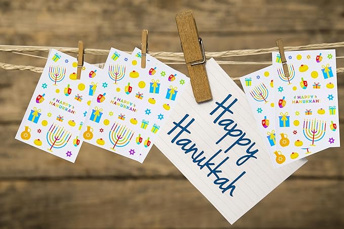 The Dreidel Company Hanukkah Stickers Sticker Pieces, Great for Arts and Crafts, Hanukkah Decoration, Party Favors, 360 Stickers (Style 4)