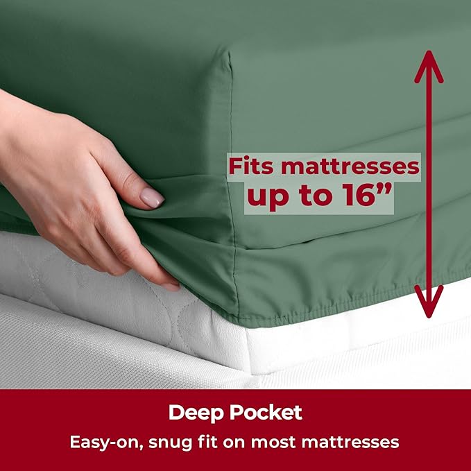 Mellanni Twin XL Sheets Set - 3 PC Iconic Collection Bedding - Hotel Luxury, Extra Soft, Cooling Bed Sheets - Wrinkle, Fade, Stain Resistant (Twin Extra Long, Emerald Green)