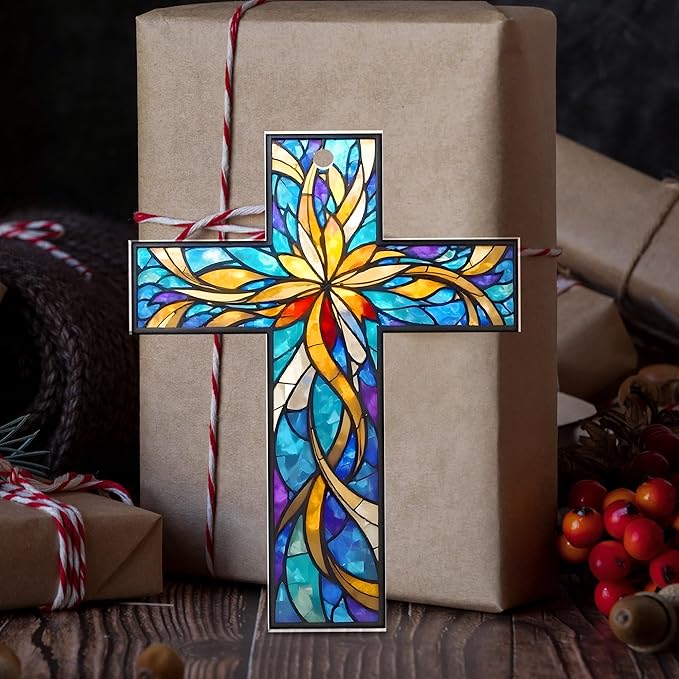 FLAGWIX Christian Gifts for Women Men - Acrylic Christmas Ornaments 2025 - Catholic Spiritual Religious Gifts for Women Mom Grandma, Cross Ornaments for Christmas Tree, Religious Gift, Cross Ornament