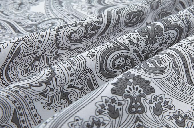 Spirit Linen home Twin Size Bed Sheets Set Deep Pockets - 6PC Paisley Ultra Soft Microfiber Bed Sheets - Easy to Clean, 90 Thread Count Sheets with Fitted Sheet, Flat Sheet & Pillowcases (Dark Grey)