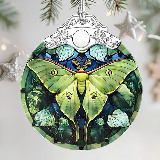 Christmas Ornaments: Stained Glass Ornament, Christmas Tree Ornament, Hanging Ornaments for Home Decor & Xmas Tree Decorations – Exquisite Holiday Decor, Gifts & Holiday Present - Luna Moth