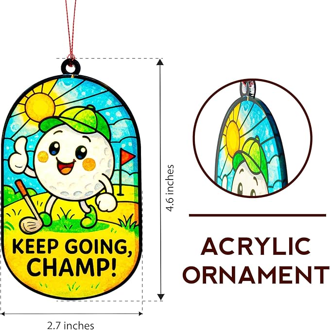 Golf Gifts for Women Golfers, Golf Christmas Ornament, Christmas Ornament 2025, Suncatcher Effect Stained Glass Window Hanging, car Hanging Accessories