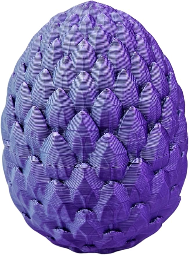 3D Printed Dragon Egg Articulating Gemstone Dragon Fidget Figurine - Vibrant Color Dragons Flexible ADHD, Autism and Anxiety Relief - Articulated Joints (Purple Mint Silk)