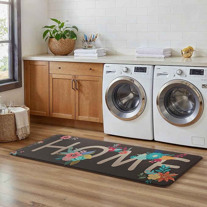 GENIMO Anti Fatigue Kitchen Mats for Floor, Non Slip Washable Home Theme Rugs Sets of 2, Farmhouse Cushioned Waterproof Comfort Runner Rug for Kitchen, Sink, Desk, Laundry, 17"x 47"+17"x 30", Coffee