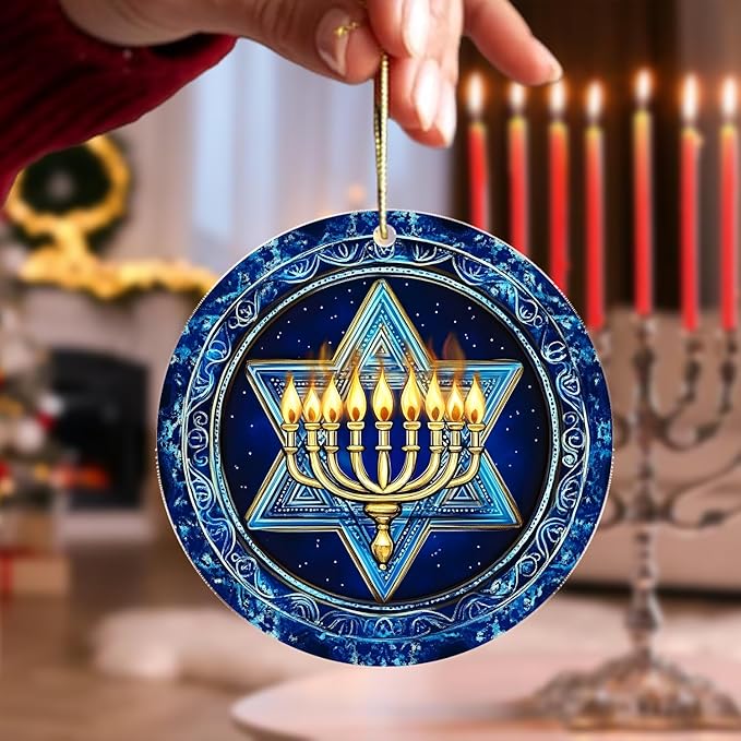 Star of David Hanukkah Ornaments - Hanukkah Ornament for Tree, Menorah Jewish Ornaments, for Women Men, Christmas Hanging Decor