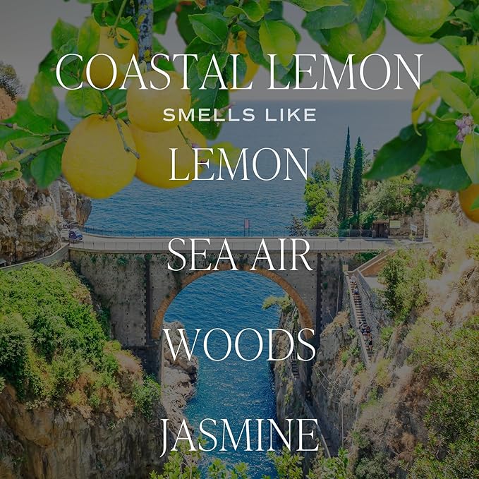 Sweet Water Decor Coastal Lemon Scented Candles - Soy Candles with Lemon, Sea Salt, & Driftwood for Home Decor - Candle Wax with 40 Hours Burn Time - 9oz Gold Lid Clear Jar Candles for Home Scented