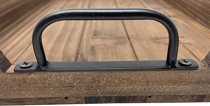 3 Piece Decorative Nested Vintage Wood Serving Tray Set for Coffee Table or Ottoman – Rustic Wooden Breakfast Trays for Kitchen, Dining Room, or Living Room – Farmhouse Platter w/Handles – Brown