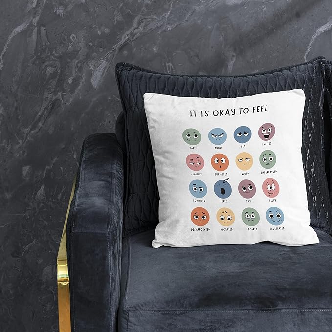 Nogrit Counseling Office Must Haves Throw Pillow Cover, Calming Corner, Mental Health Pillowcase Decor for Home Kids,Mental Health Counselor Gifts, Calming Corner Pillow Covers 20x20 White