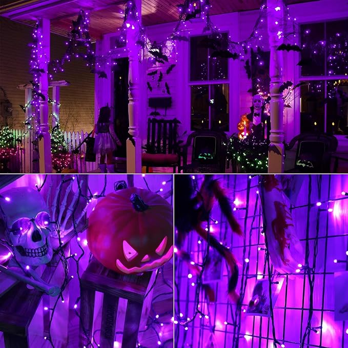 BrizLabs Purple Halloween Lights, 78.74ft 240 LED String Lights with Timer, Plug in Halloween Purple Mini Light Connectable, Outdoor Waterproof Tree Light for Indoor Outside Decor