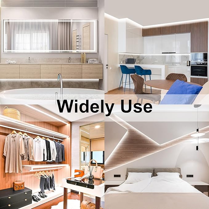 32.8ft White COB LED Strip Light, High Bright LED Strips with 320LEDs, RF Remote and UL Power Supply, 6000K Dimmable LED Lights for Bedroom, Kitchen, DIY Home Decoration, 2 Rolls of 16.4ft