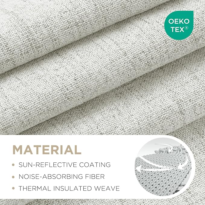 Joydeco Blackout Curtains for Bedroom - 63 Inch Long 100% Light Blocking 2 Panels Set White Drapes, Thermal Insulated Room Darkening Curtains, Linen Textured for Living Room, Rod Pocket & Back Tabs