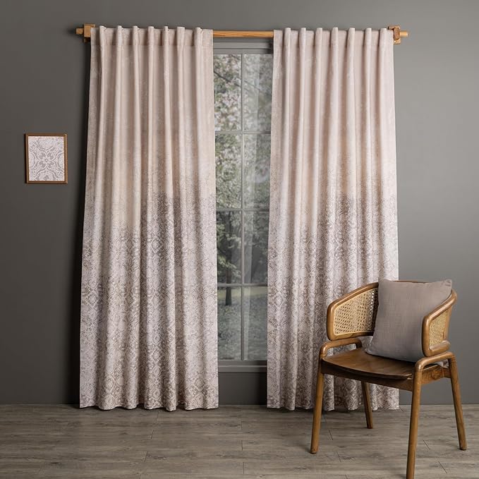 Maison d'Hermine Curtains for Living Room 100% Cotton 96 inch Length One Panel Window Curtains for Bedroom with Loop & Rod Pockets - Imperfection - Fog, 50" W x 96" L