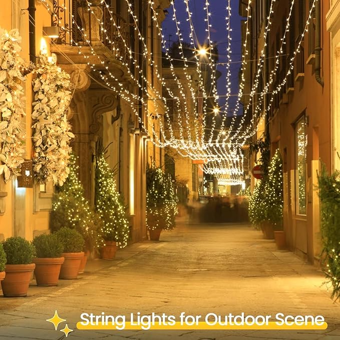 4 Pack String Lights Battery Operated with Timer, 132FT 400 LED Waterproof Battery Twinkle Lights, 8 Modes Fairy Light for Indoor Outdoor Party Bedroom Garland Tree Christmas Decorations (Warm White)