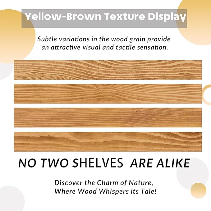 Rusitc Floating Shelves 60 inch Long 8 "deep Set of 2, Heavy Duty Wood Wall Mounted Shelves for Bathroom Living Room Kitchen,Book Shelves with Thickened Hidden Bracket-Gold Oak