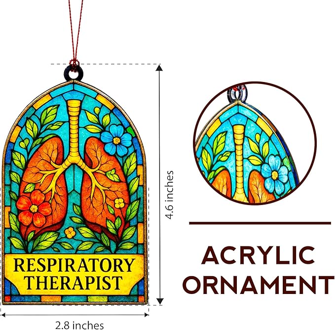 Respiratory therapist gifts, respiratory therapist accessories, Retirement, Lung Appreciation, Christmas ornament 2025, Suncatcher Effect stained glass window hanging, car hanging accessories