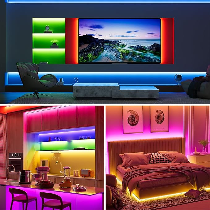 MIWISE RGB COB LED Strip Light,Color Changing LED Strip Lights Compatible with Alexa/Google,24V Music Sync Bright Flexible LED Tape Lighting for Bedroom,Kitchen,Bar,Under Cabinets,DIY Decoration,20ft