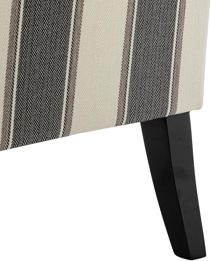 HULALA HOME Living Room Armchair Farmhouse Striped Accent Reading Chair with Wooden Legs & High Back Rest & Padded Armrest & Nail Head Trim for Lounge/Bedroom, Striped Black