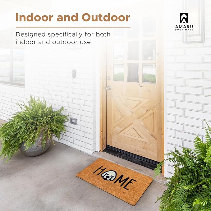 Home Dog - 17"x29" - Coir Door Mat with Heavy Duty Backing - Welcome Mats for Entryway, Porch - Anti-Slip PVC & Coconut Fiber Surface - Natural Home Accessories, Minimalist Original Design