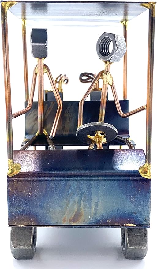 Golf Cart with 2 Golfers Collectible Handmade Metal Art Figurine, Desk Accessories, Trophy, Boss Gift, Office Décor, Business Professional, Golfing