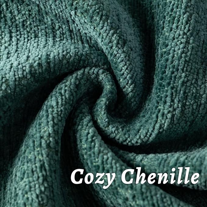 Green Decorative Throw Pillow Covers 12x20 Inch Set of 2 Cozy Soild Chenille Cushion Cases Soft Textured Lumbar Couch Pillows Cover Boho Accent Farmhouse Pillowcases for Sofa Bed