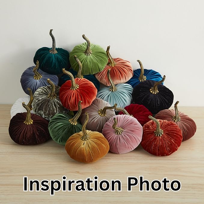 Your Heart's Content Small Velvet Pumpkins Set of 4, Luxury Velvet Fall Home Decor, Orange Pumpkin Accent, Halloween Centerpiece, Autumn Wedding Centerpiece (Sm Rust Harvest Bronze Tangerine)