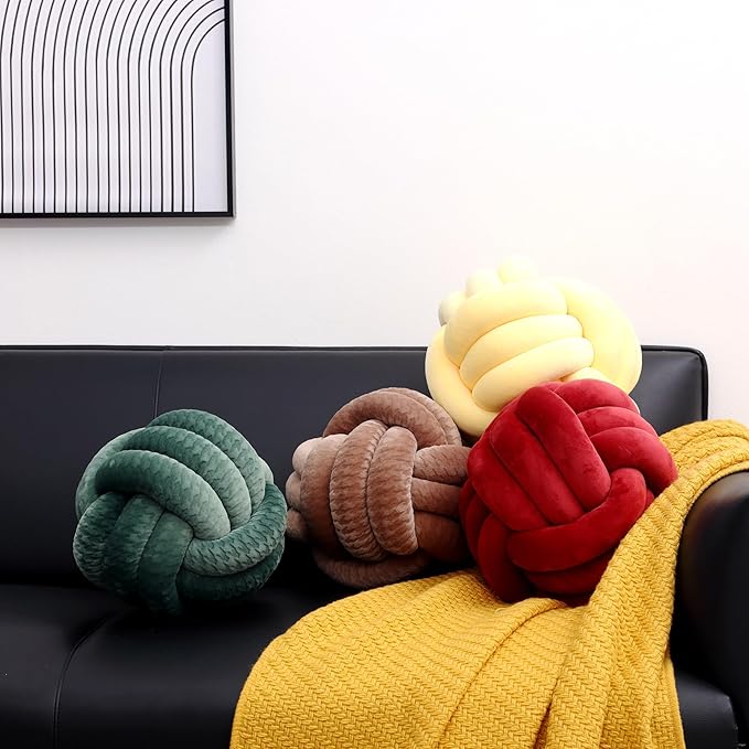 Petrella Knot Pillows Ball Round Throw Pillows Home Decor Cushion Decorative Aesthetic Throw Pillows,Khaki 8inch