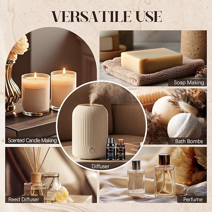 Hotel Diffuser Oils Gift Set, Essential Oils for Diffusers for Home, Luxury Fragrance Oil Set, Candle & Soap Making Scents, Jasmine & Mint, White Tea, My Way, Dream On, Hotel Lobby, Crystallé