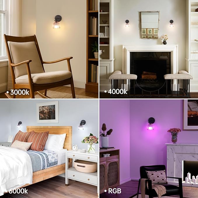 Vintage 5000 mAh Battery Operated Wall Sconce with Pink Clear Tulip Glass Lampshade Rechargeable Battery Powered Wall Light with Remote Control for Bedroom Doorway, Set of 2