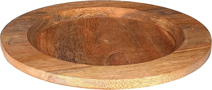 Alpha Living Home 13 inch Rustic Wood Charger Plates - 2 Pack Handcrafted Round Decorative Dinner Serving Tray for Dining, Holiday, Party, Special Event, Decoration, Weddings & Outdoor Wedding (Brown)