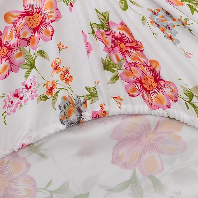 King Size Bed Sheets Set Deep Pockets - 6PC Floral Ultra Soft Microfiber Bed Sheets - Easy to Clean, 90 Thread Count Sheets with Fitted Sheet, Flat Sheet & Pillowcases (Pink/Green Floral)