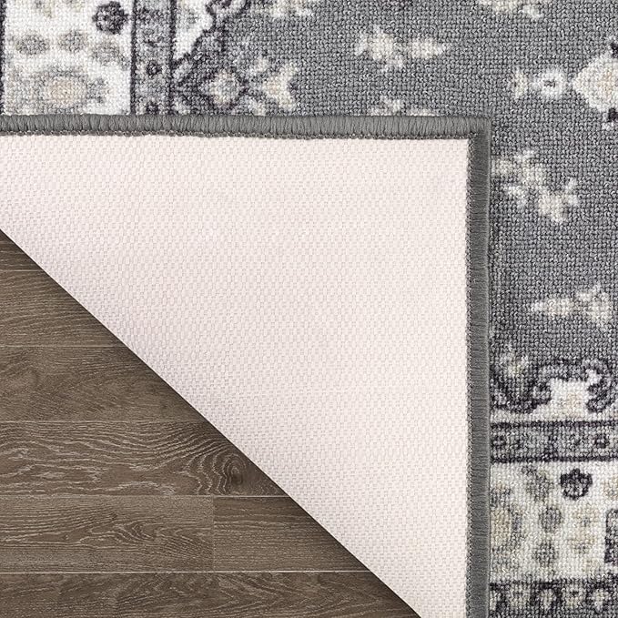 Antep Rugs Alfombras Oriental Traditional 2x4 Non-Skid (Non-Slip) Low Profile Pile Rubber Backing Kitchen Area Rugs (Gray, 2'3" x 4')