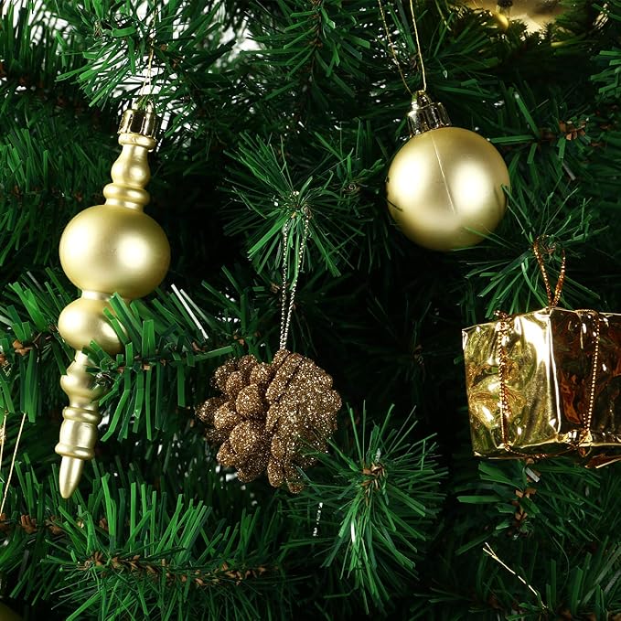 Sunnyglade 60ct Gold Christmas Tree Ball Ornaments Set Shatterproof Christmas Bling-Bling Hanging Decoration with Hand-held Gift Package for Xmas Tree Holiday Wedding Party (Gold)
