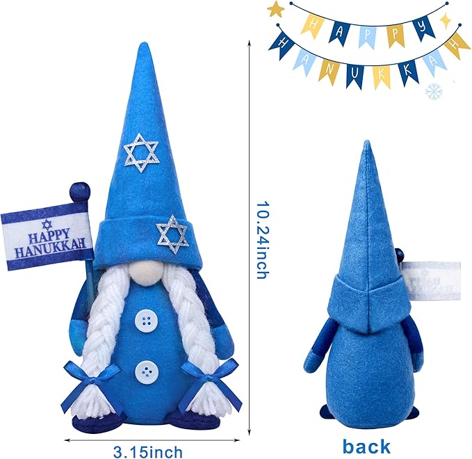 Hanukkah Gnome Decorations, 2 PCS Handmade Mr & Mrs Chanukah Swedish Tomte Gnomes Plush Table Ornaments Gift for Hanukkah Decorations Party Supplies